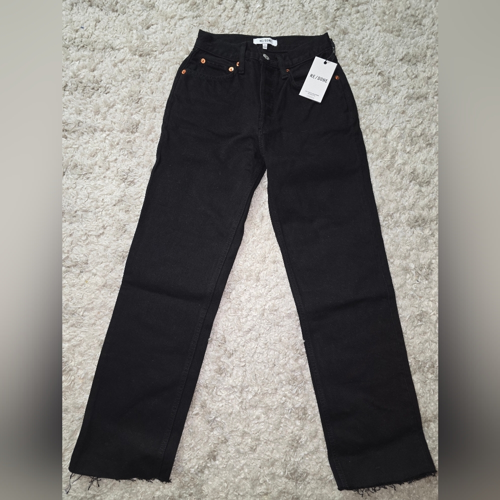 Re/Done Black High-Rise Straight Leg Jeans